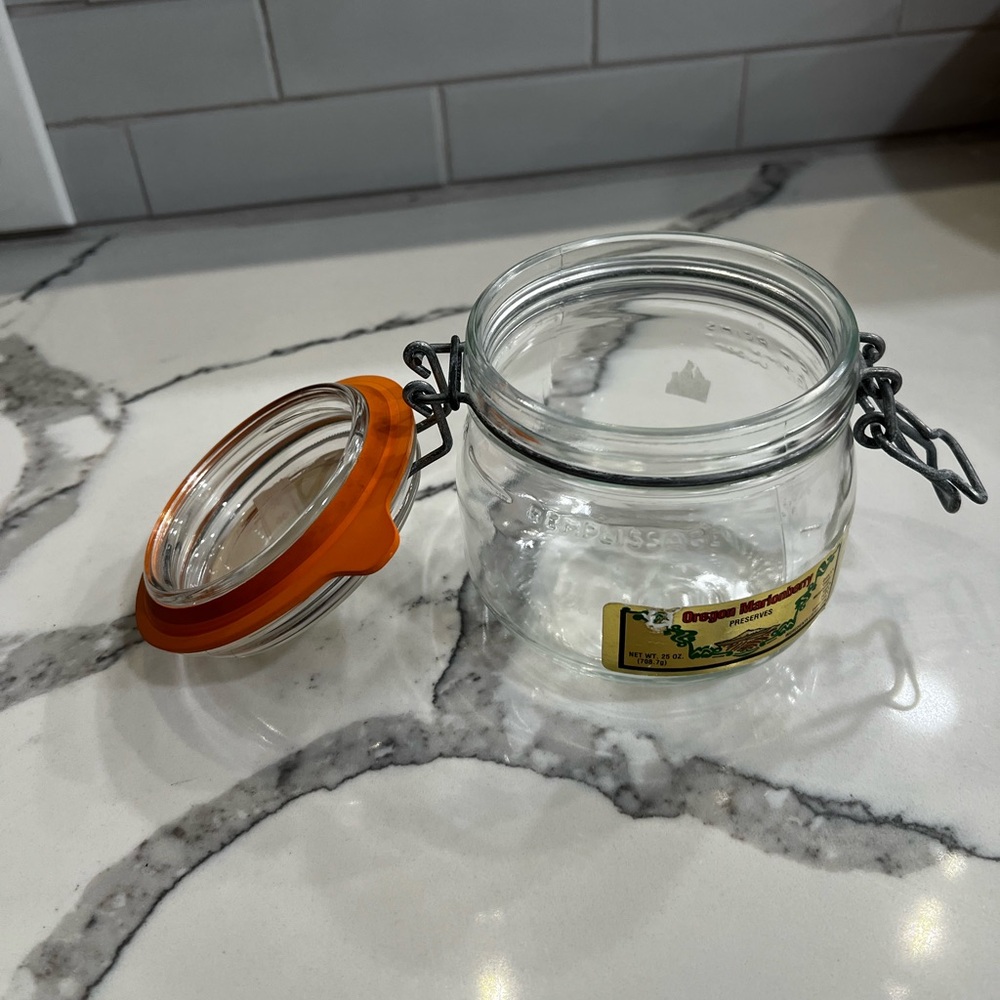 Le Parfait Super Clear Glass Canning Jar Made in France Vintage Wire Bail